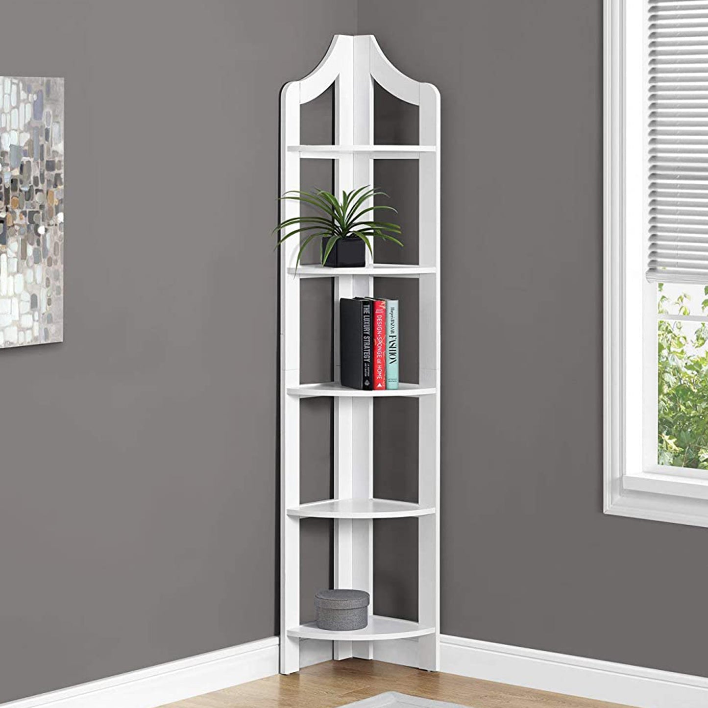 White Corner Accent Shelf Bookcase