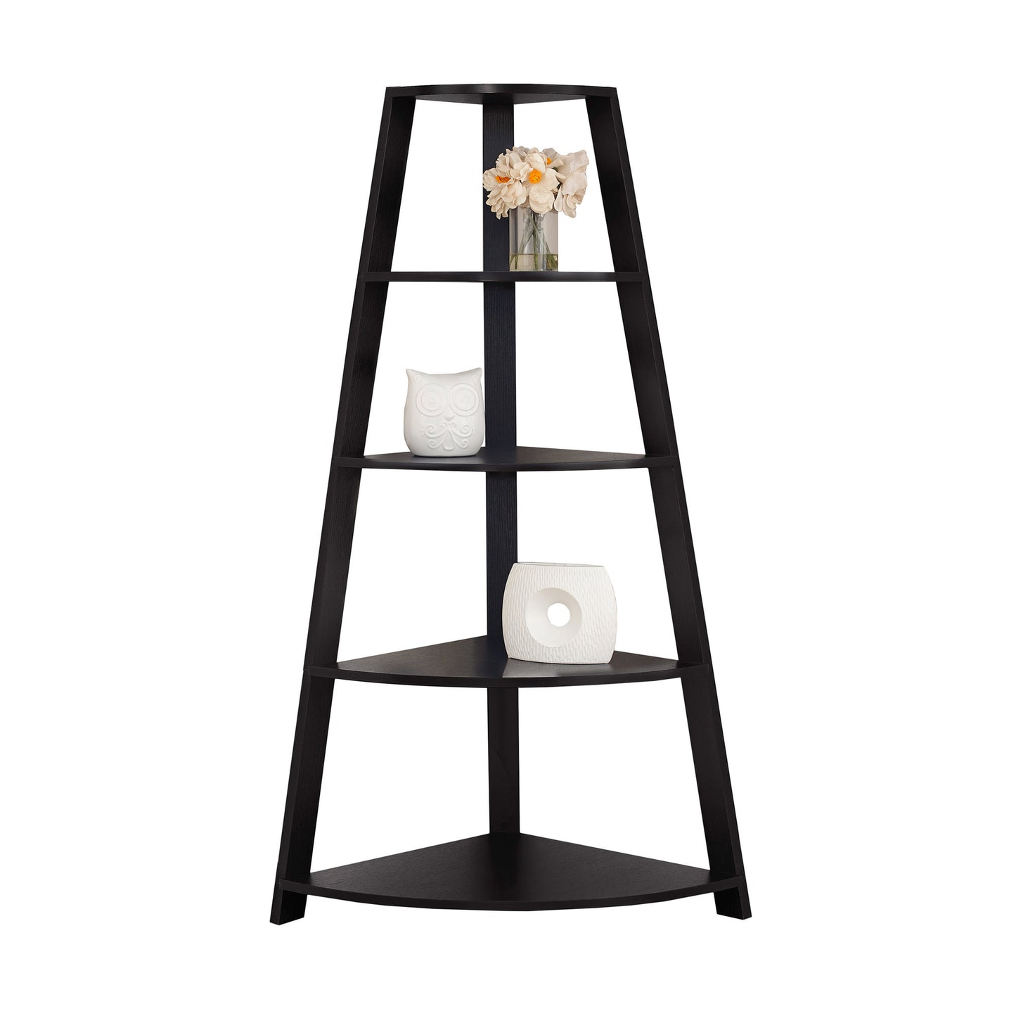 Noir Black Bookcase Corner Accent Shelf