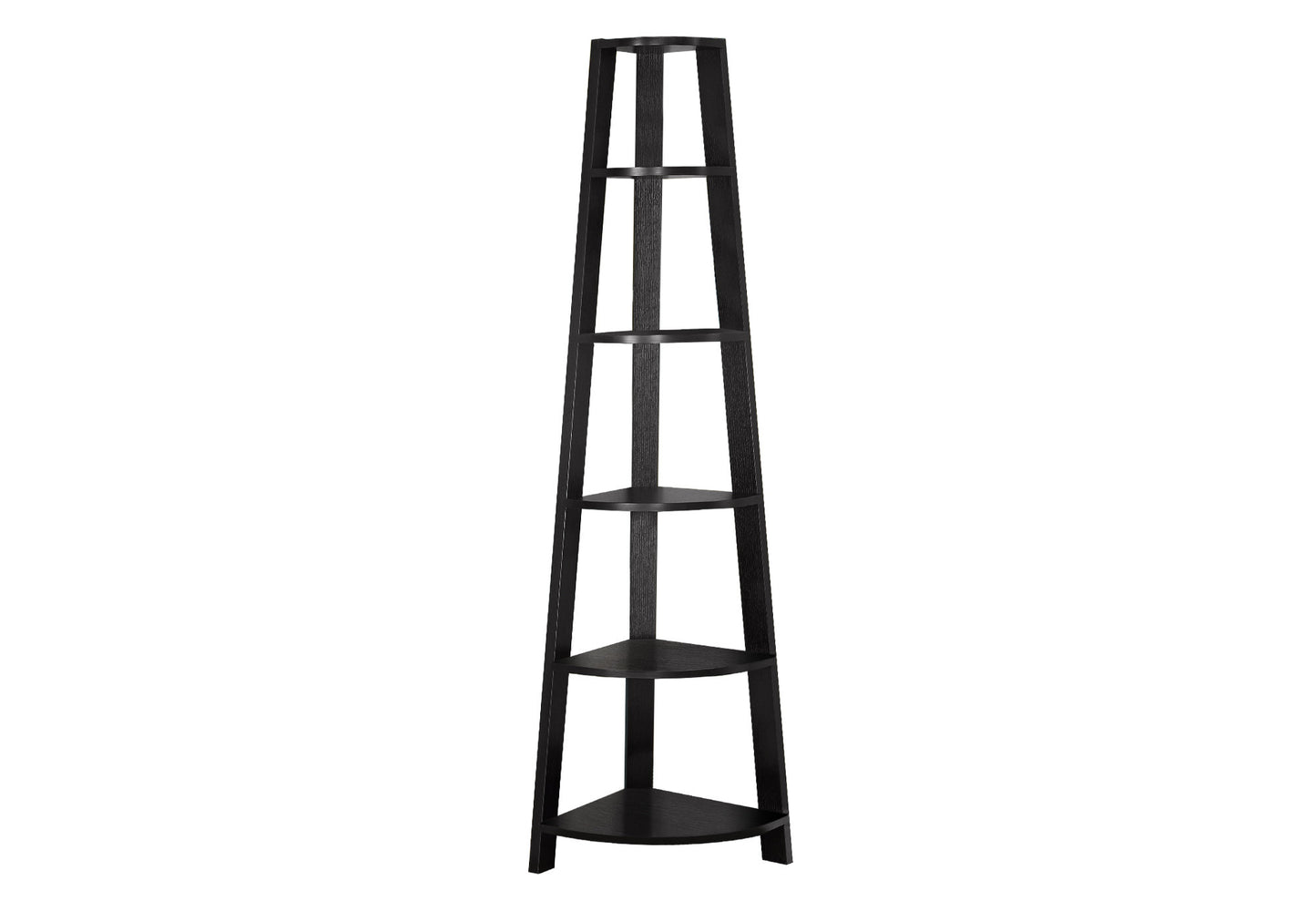 71" Taupe Five Tier Corner Bookcase