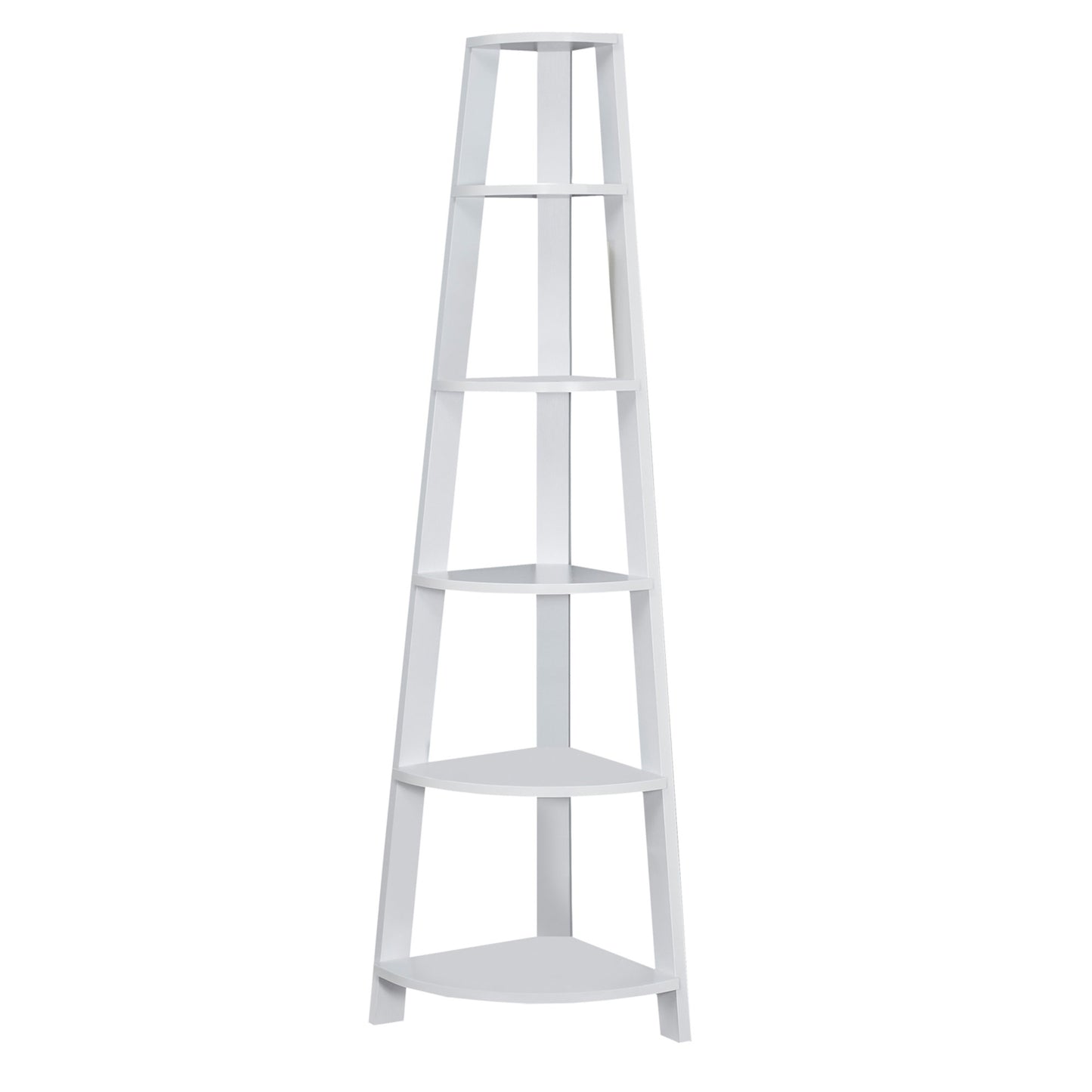 71" Taupe Five Tier Corner Bookcase