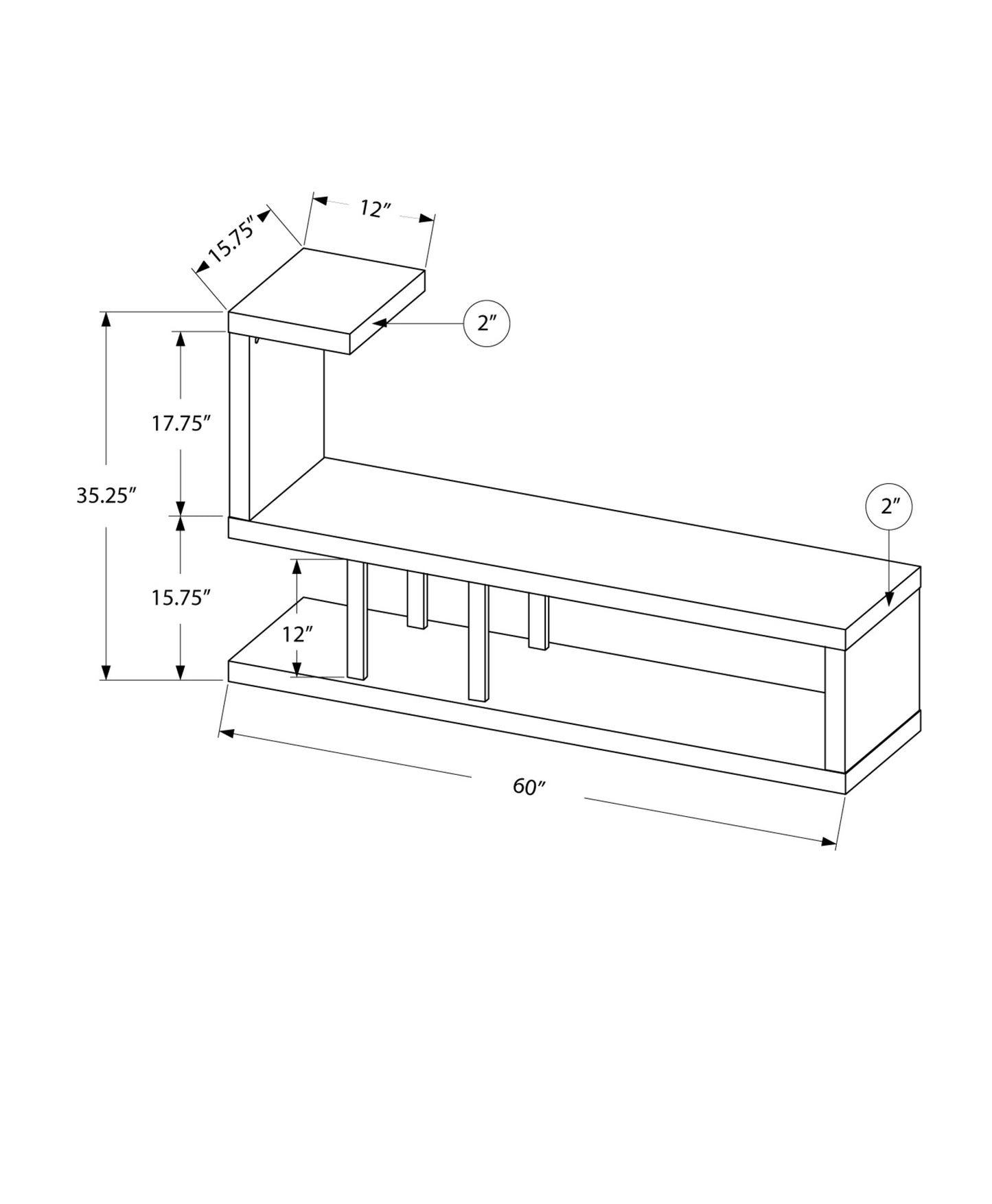 35.25" Cappuccino Particle Board Hollow Core And Silver Metal TV Stand