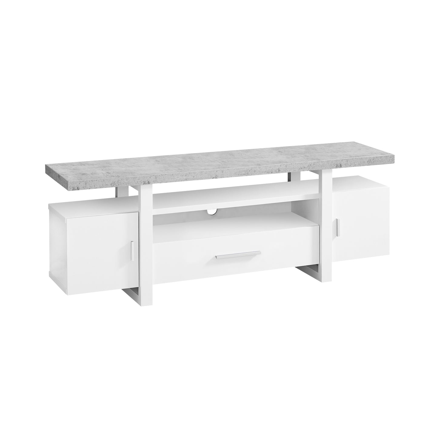 White TV Stand With Grey Top