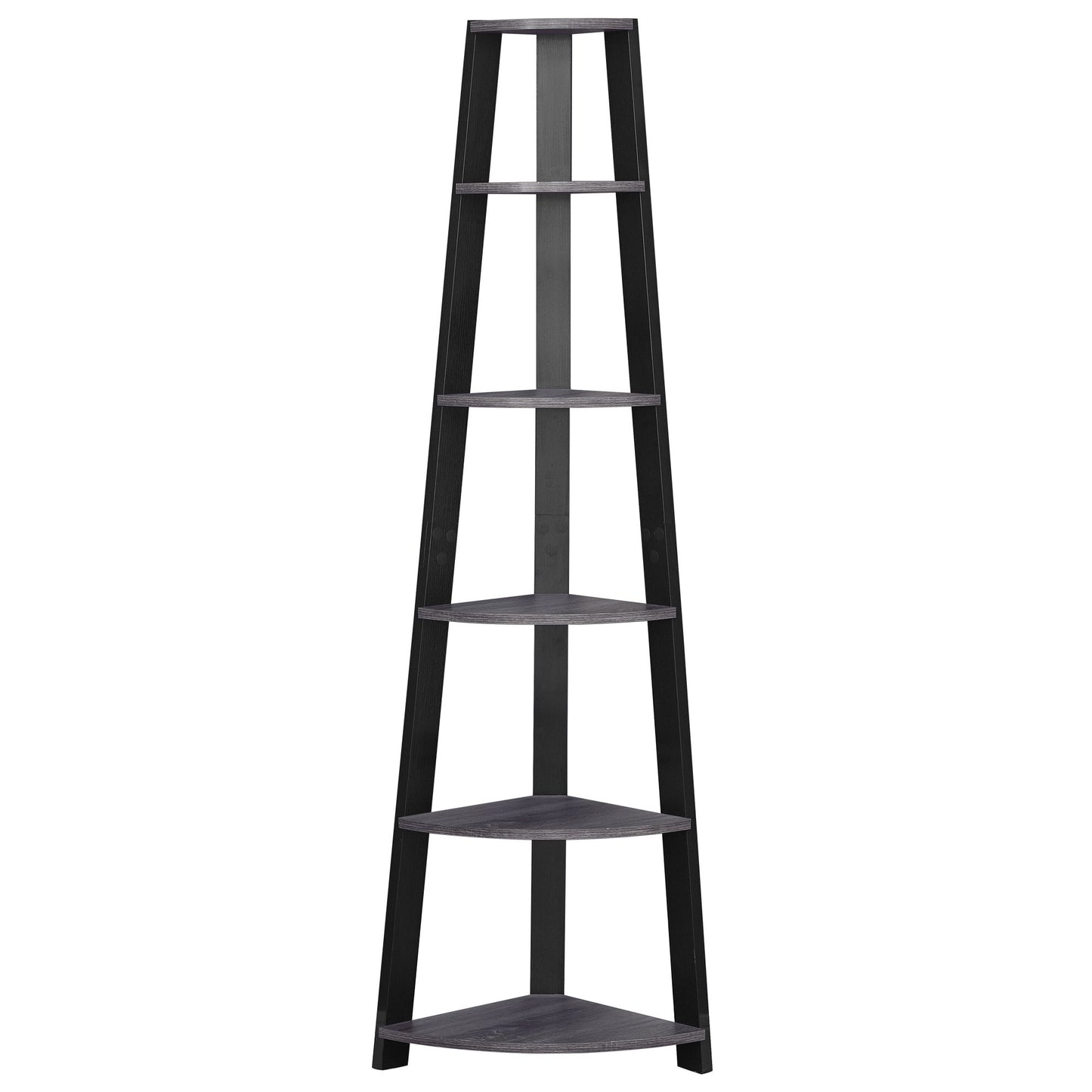 71" Taupe Five Tier Corner Bookcase