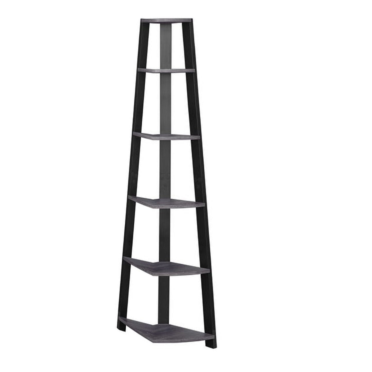71" Taupe Five Tier Corner Bookcase