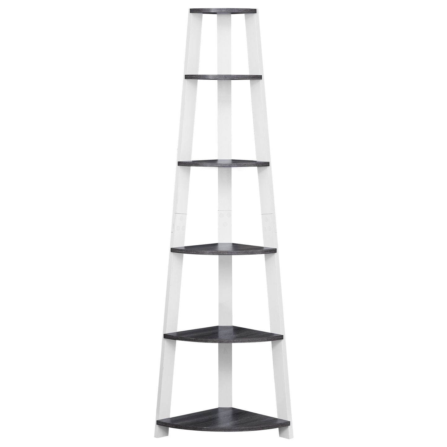 71" Taupe Five Tier Corner Bookcase