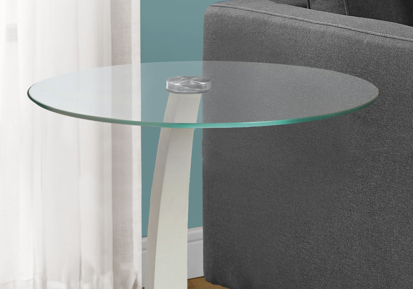 17.75" X 17.75" X 24" Blacksilver Particle Board Tempered Glass Accent Table