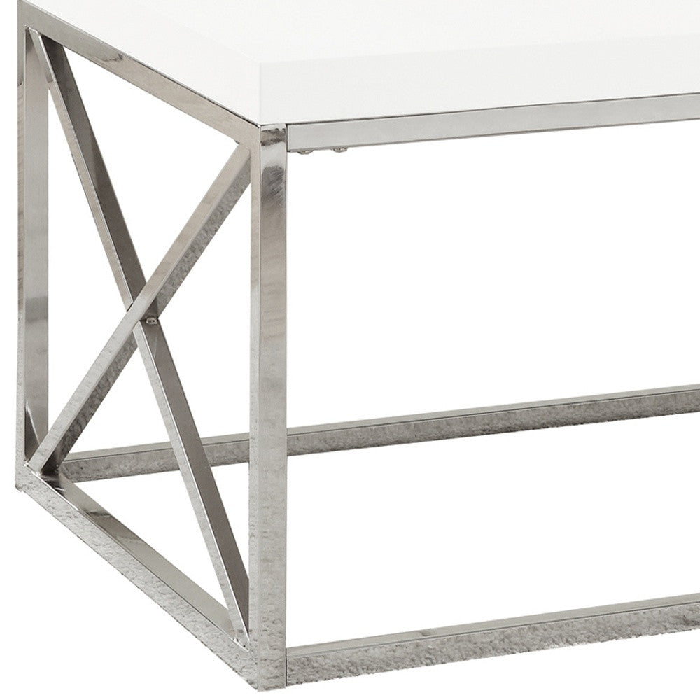 44" Gray And Silver Iron Coffee Table