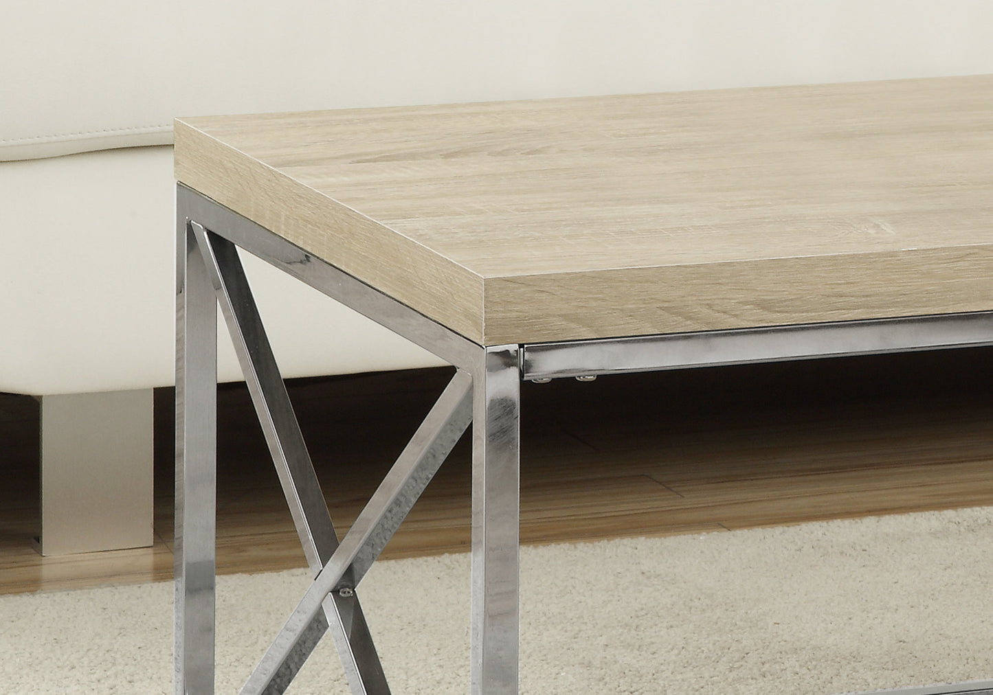 44" Gray And Silver Iron Coffee Table