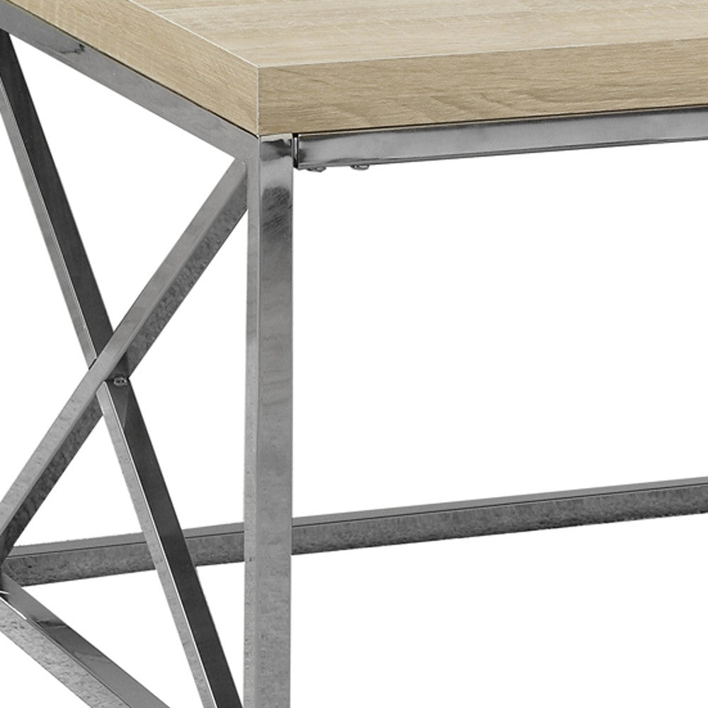44" Gray And Silver Iron Coffee Table