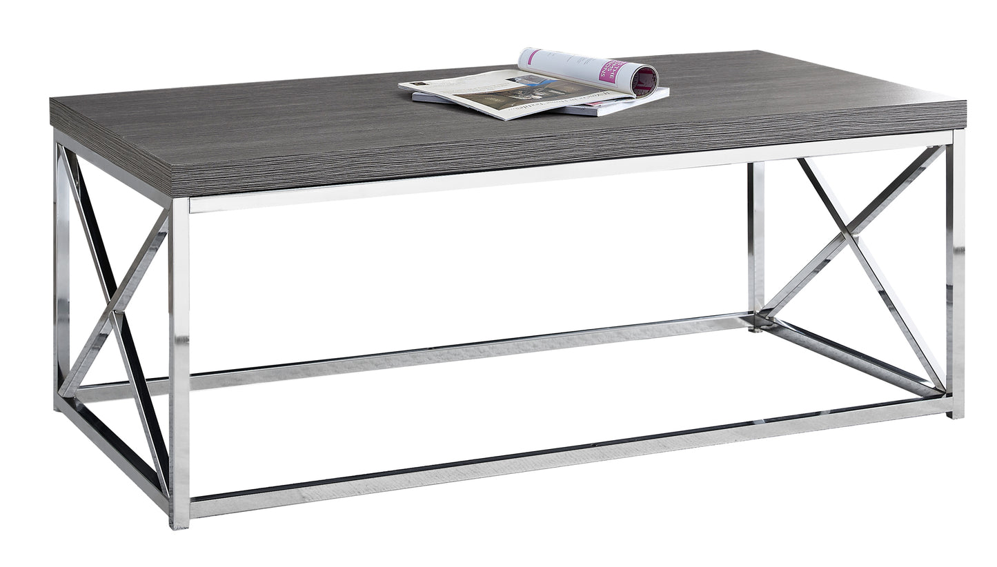 44" Gray And Silver Iron Coffee Table