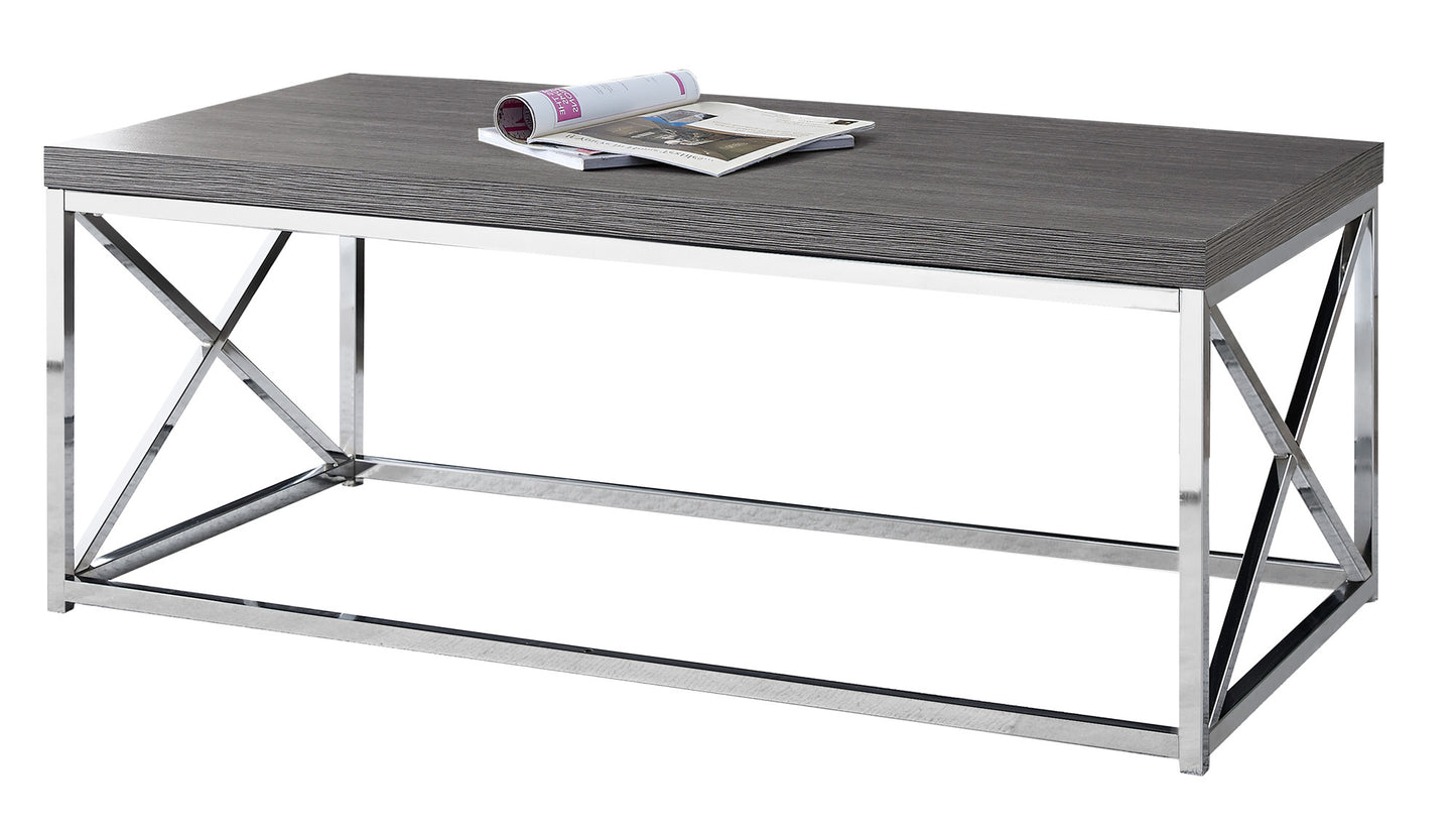44" Gray And Silver Iron Coffee Table