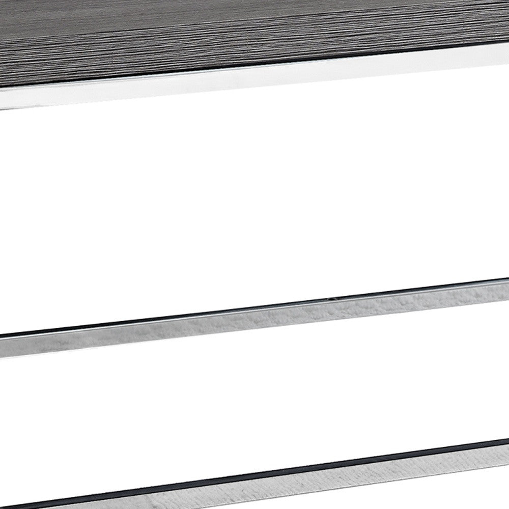 44" Gray And Silver Iron Coffee Table
