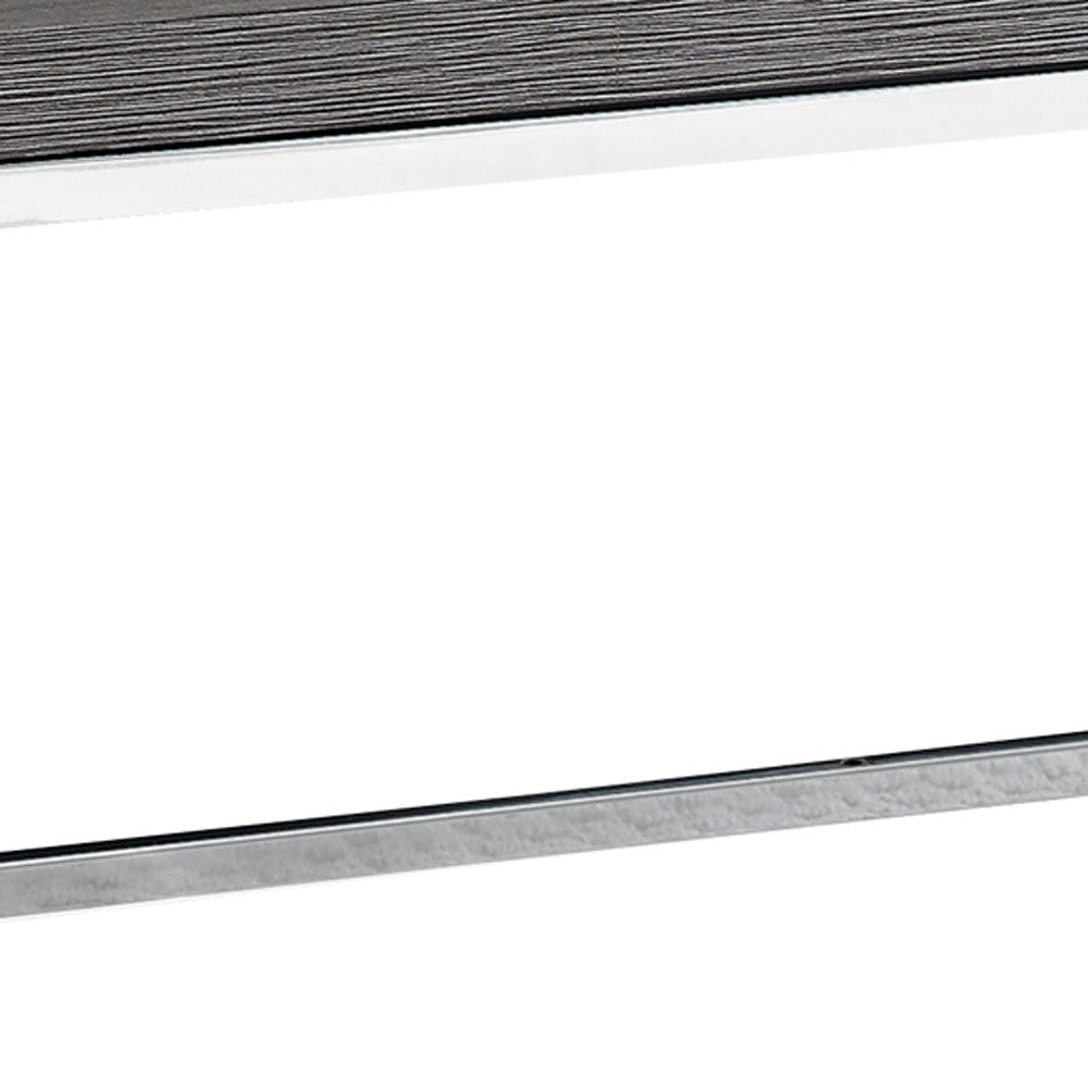 44" Gray And Silver Iron Coffee Table