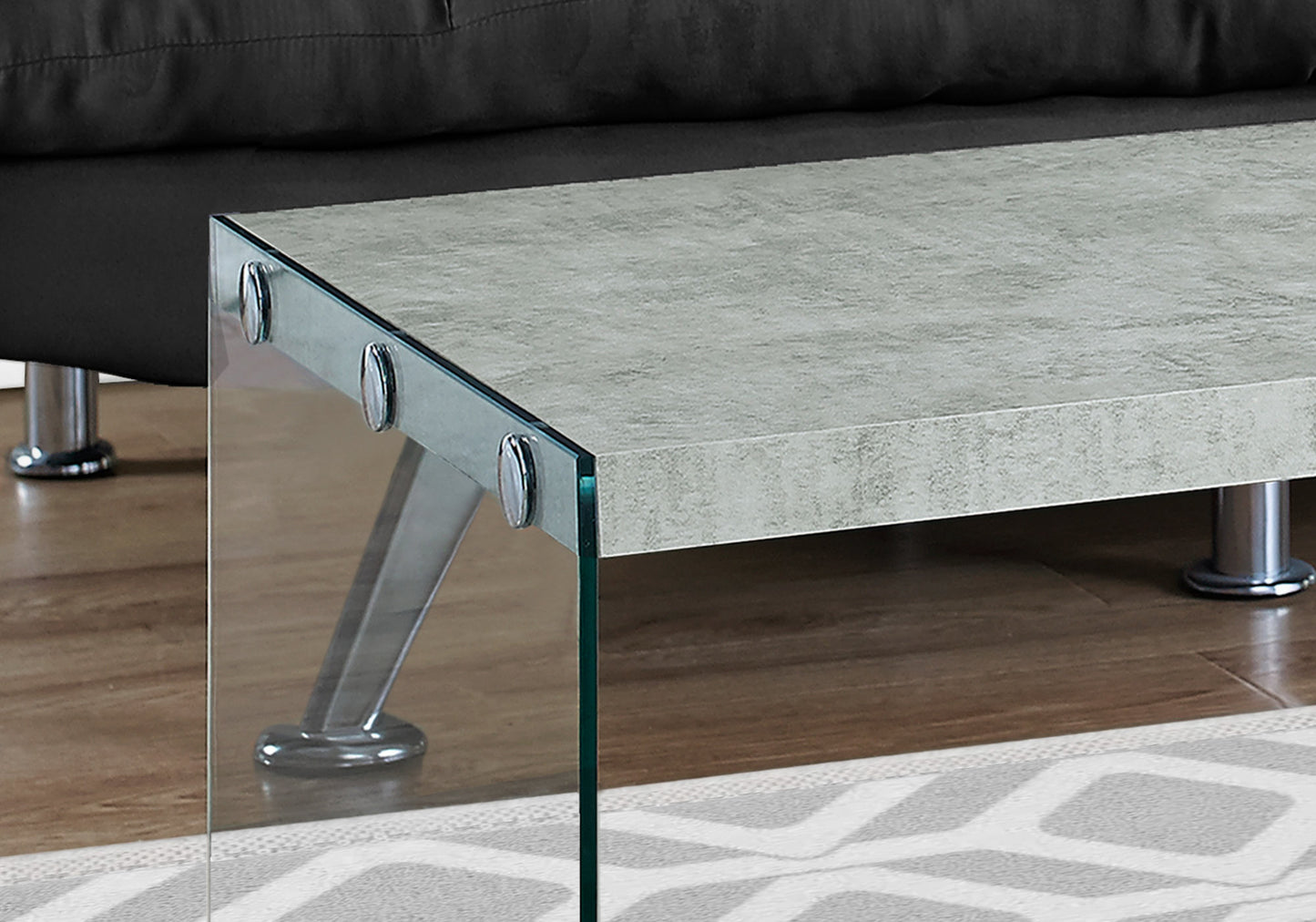 44" Taupe And Clear Glass Coffee Table