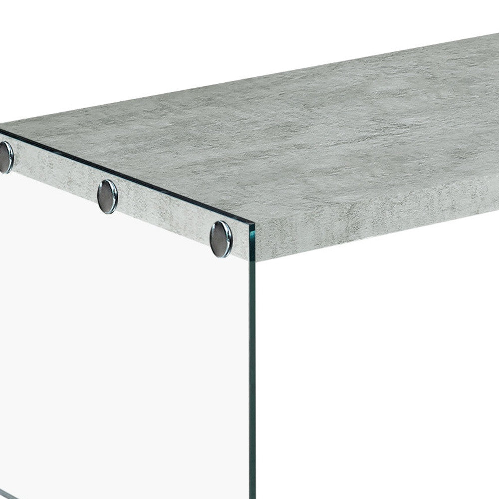 44" Taupe And Clear Glass Coffee Table