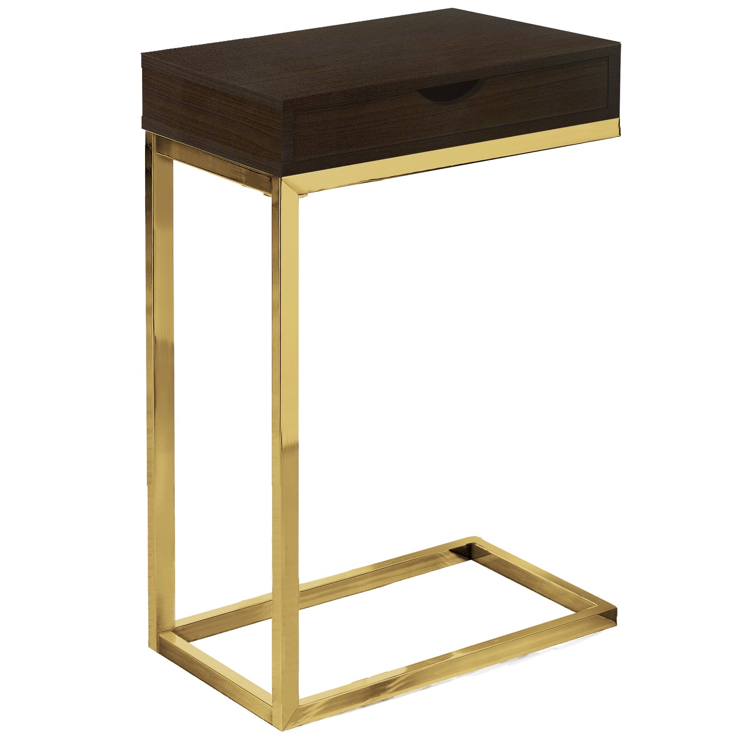 10.25" X 15.75" X 24.5" Grey Finish Drawer And Black Metal Accent Table