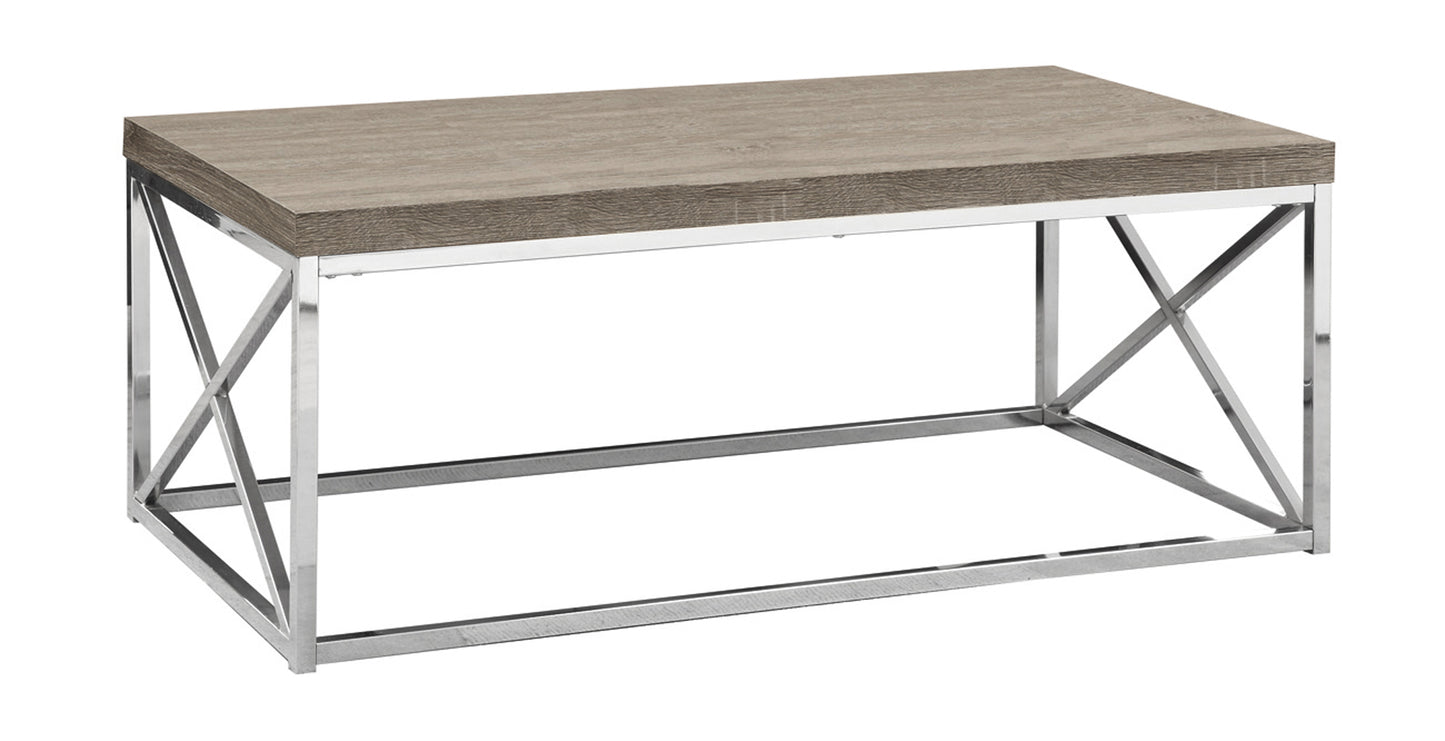 44" Gray And Silver Iron Coffee Table