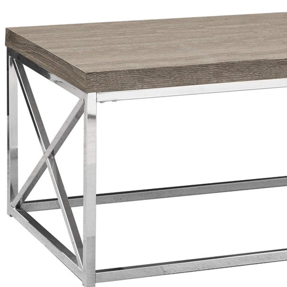 44" Gray And Silver Iron Coffee Table