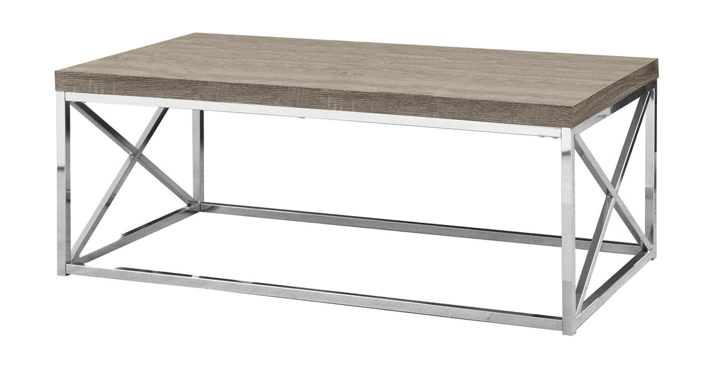 44" Gray And Silver Iron Coffee Table