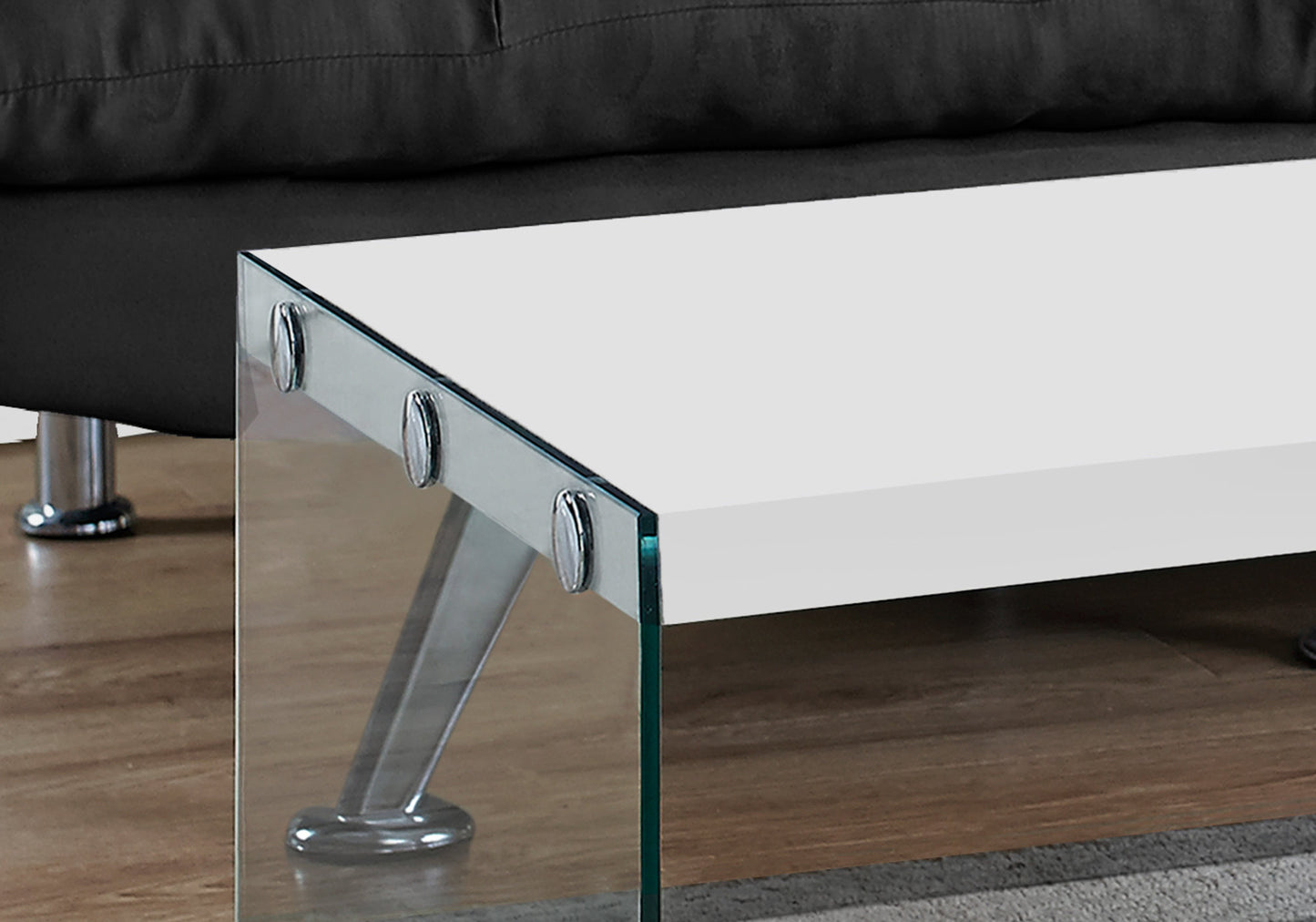 44" Taupe And Clear Glass Coffee Table