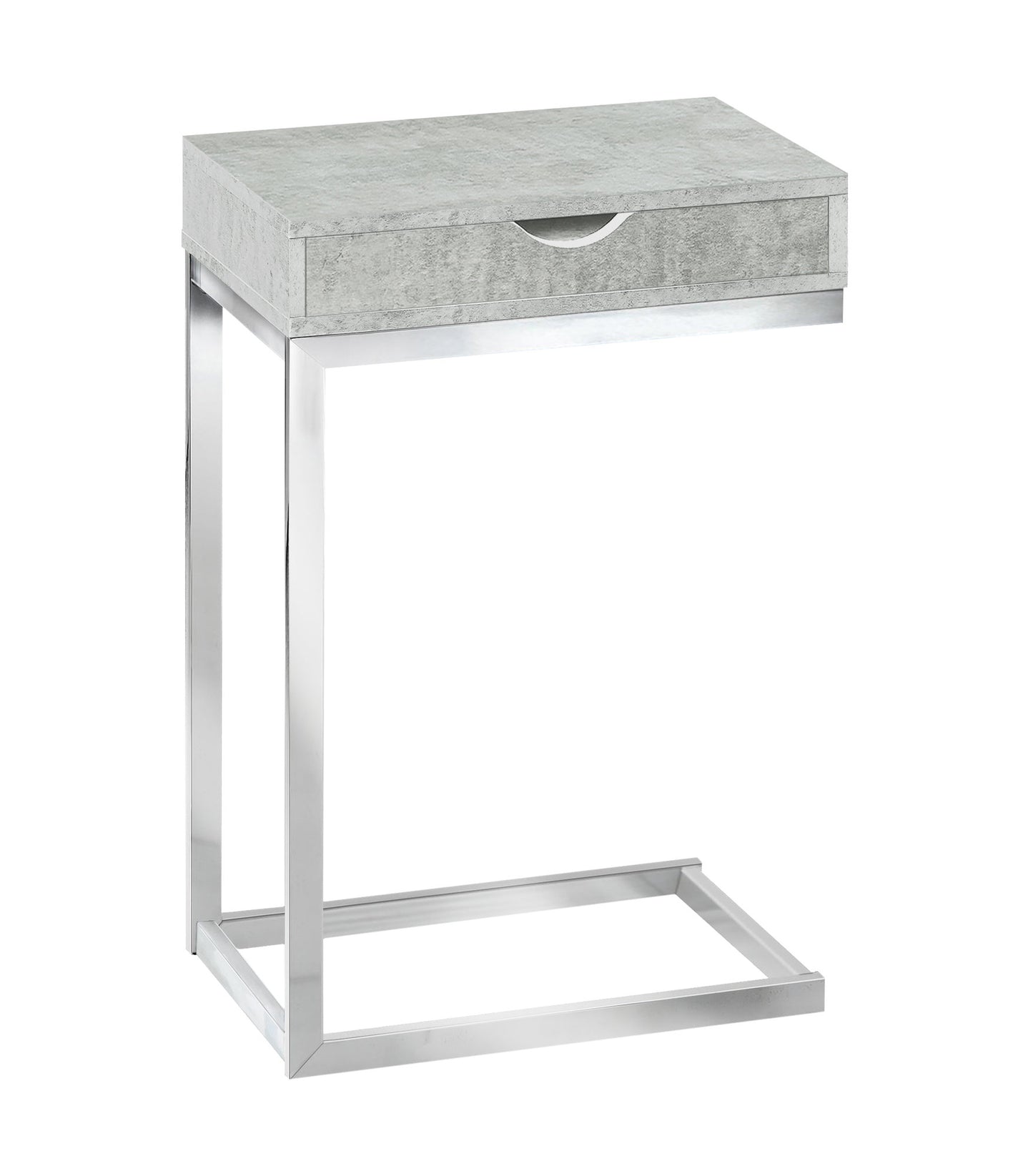 10.25" X 15.75" X 24.5" Grey Finish Drawer And Black Metal Accent Table