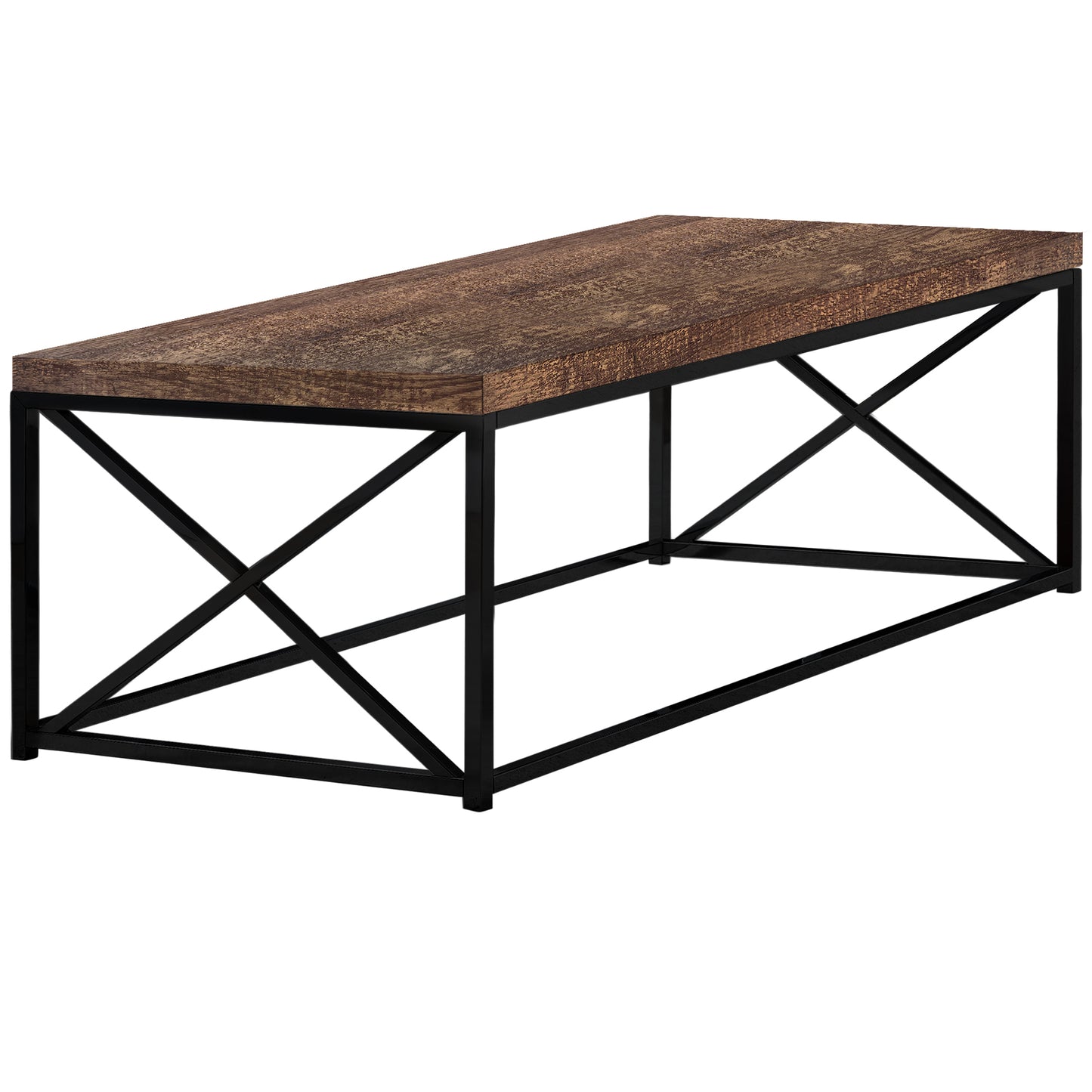 44" Brown And Black Iron Coffee Table