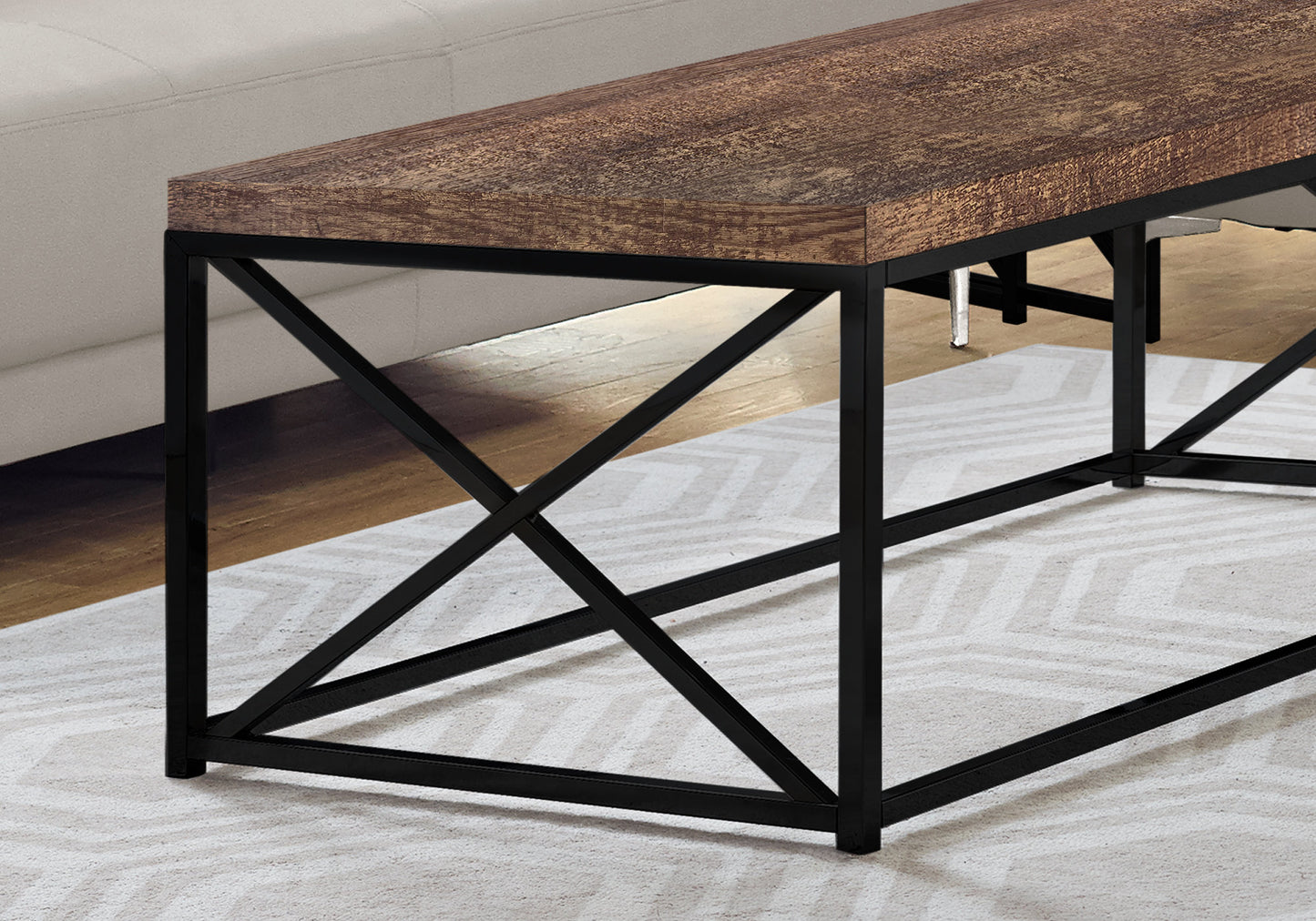 44" Brown And Black Iron Coffee Table