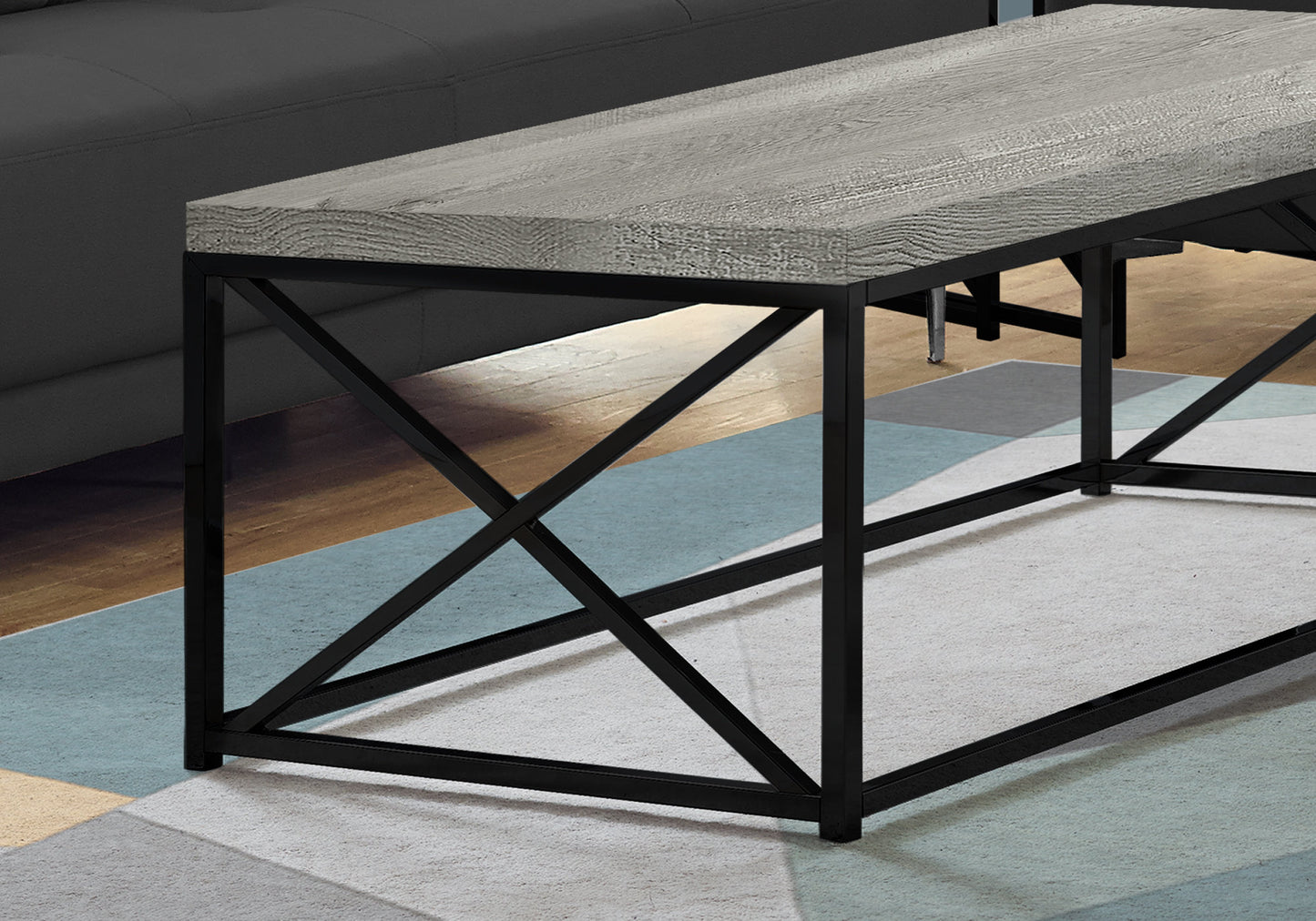 44" Brown And Black Iron Coffee Table