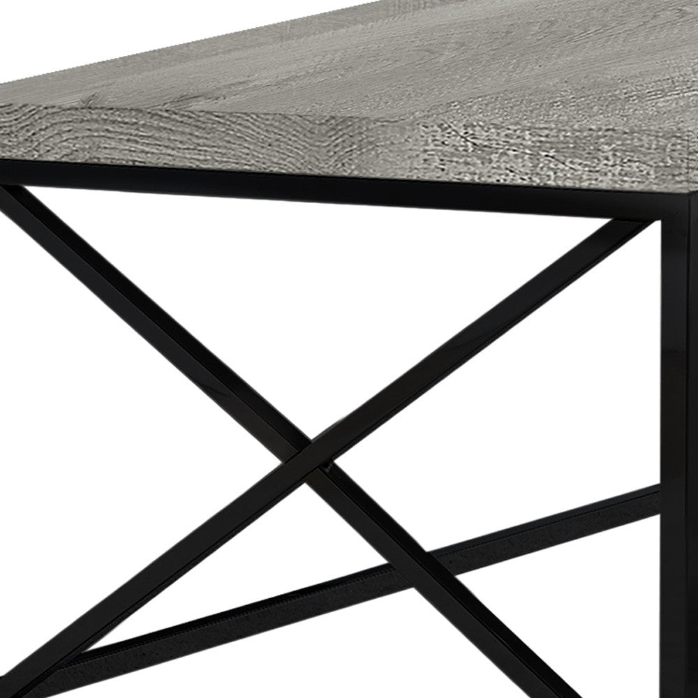 44" Brown And Black Iron Coffee Table