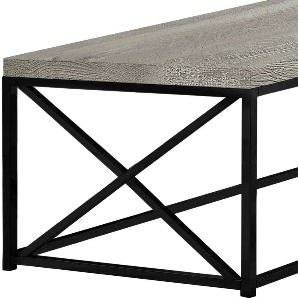 44" Brown And Black Iron Coffee Table