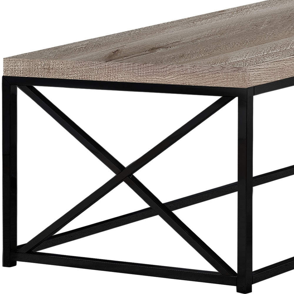 44" Brown And Black Iron Coffee Table