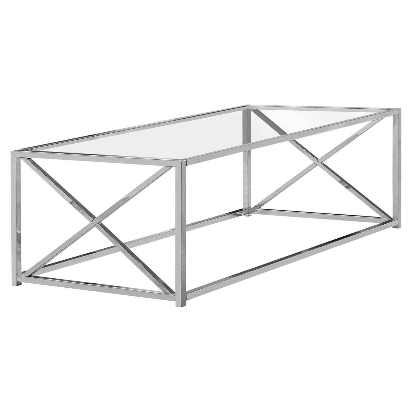 17.25" Gold Metal And Clear Tempered Glass Coffee Table
