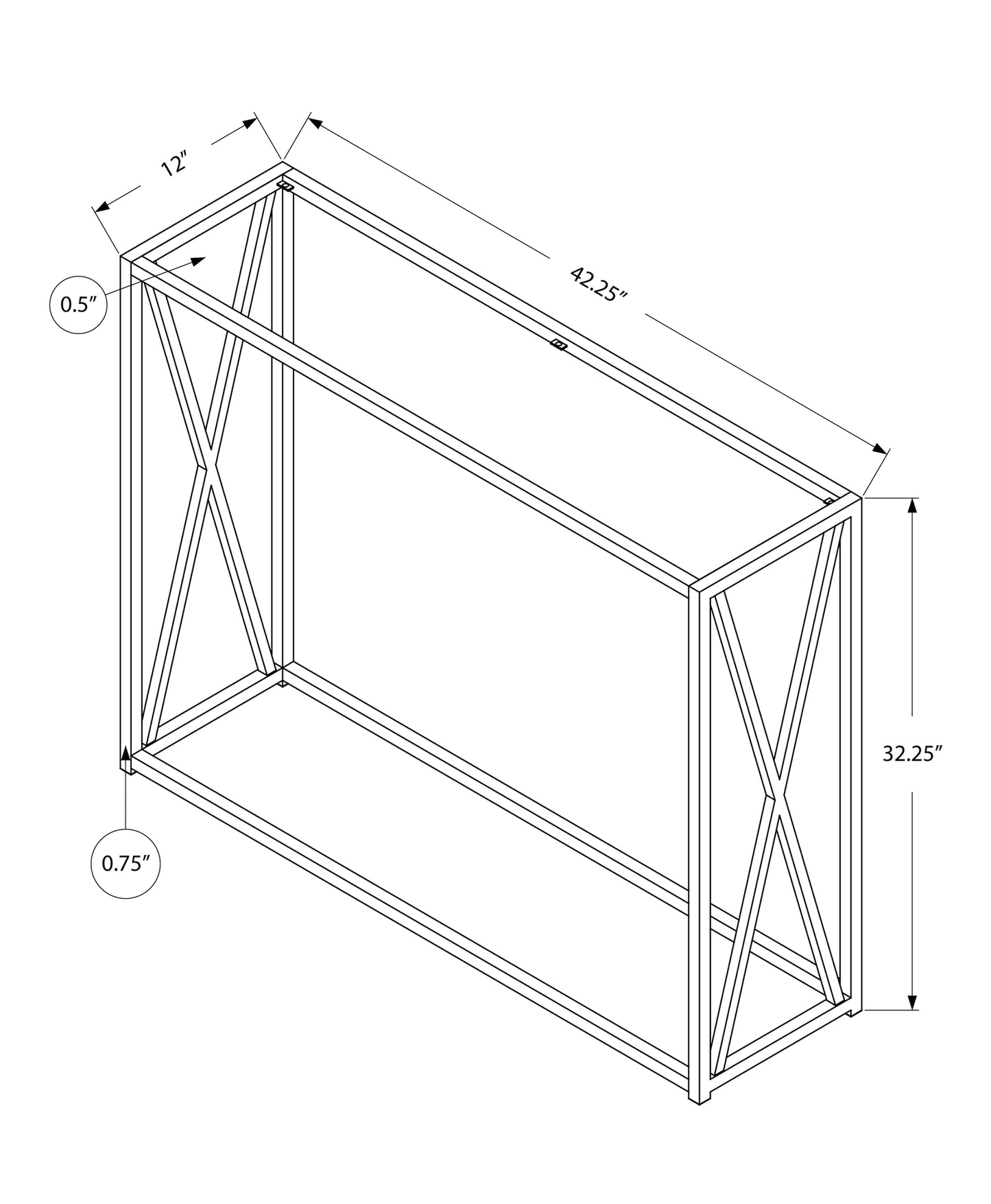 42" Clear And Silver Glass Frame Console Table