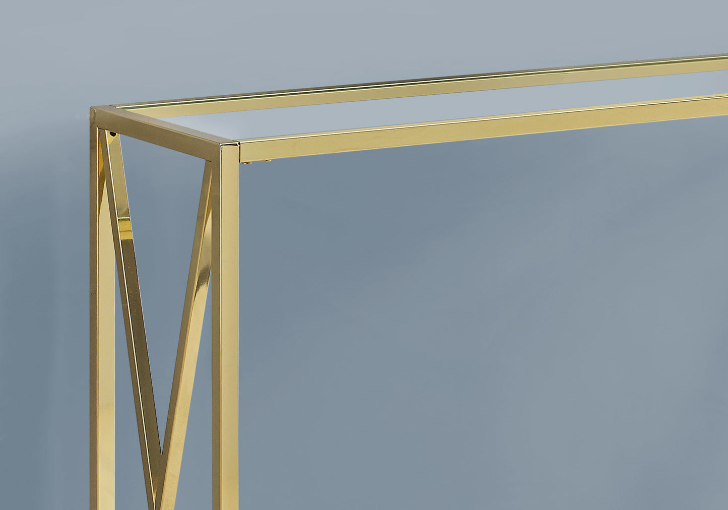 42" Clear And Silver Glass Frame Console Table