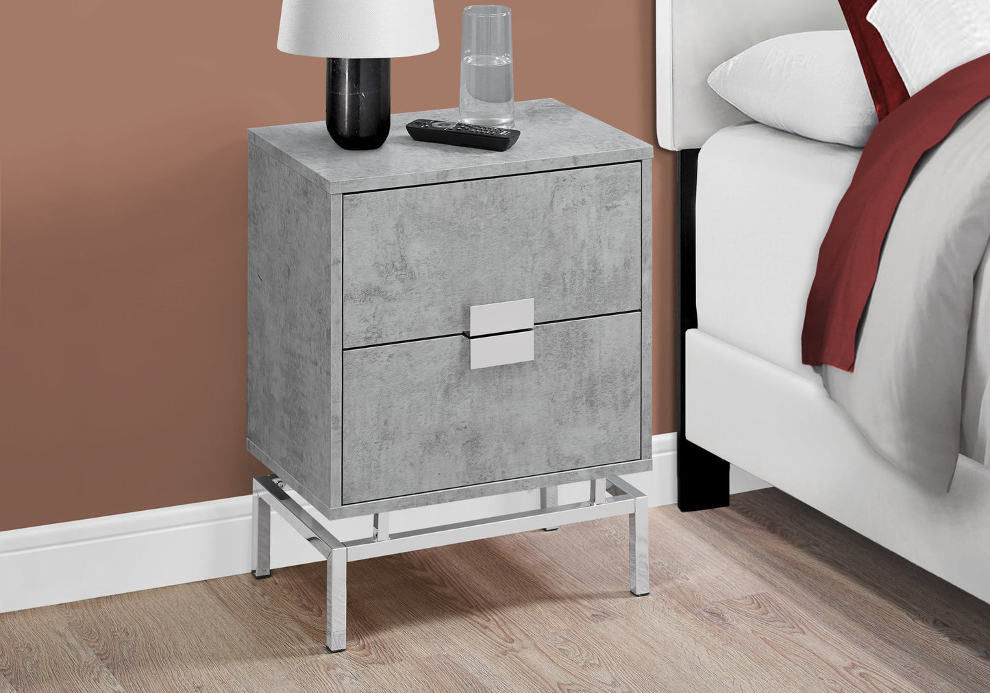 24" Gold And Black End Table With Two Drawers