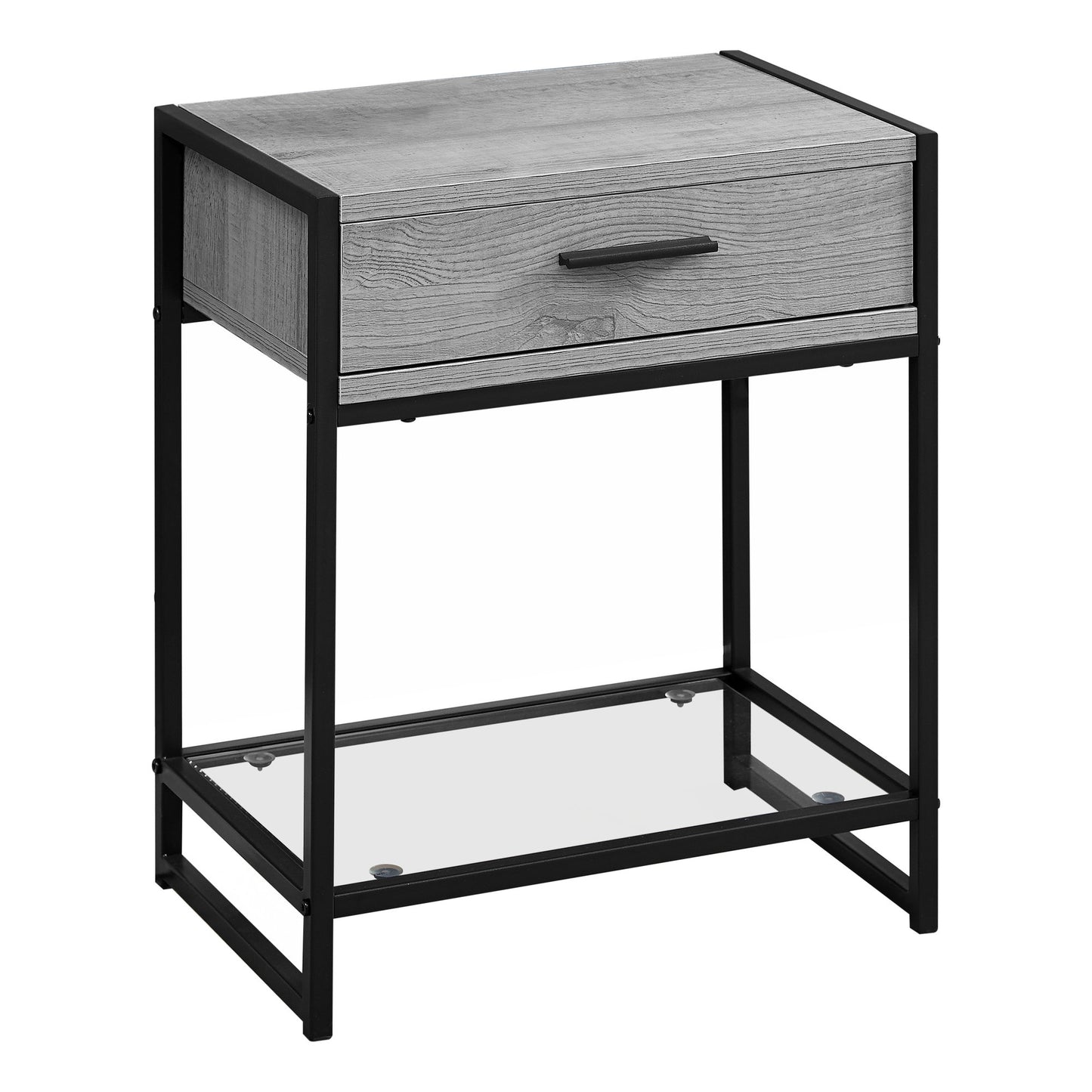 22" Black End Table With Drawer And Shelf