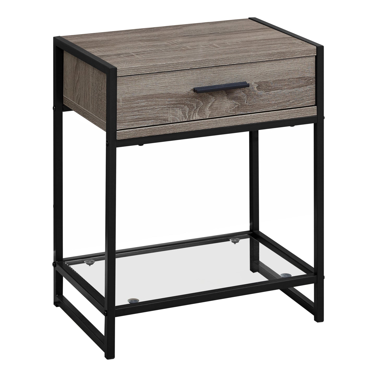 22" Black End Table With Drawer And Shelf