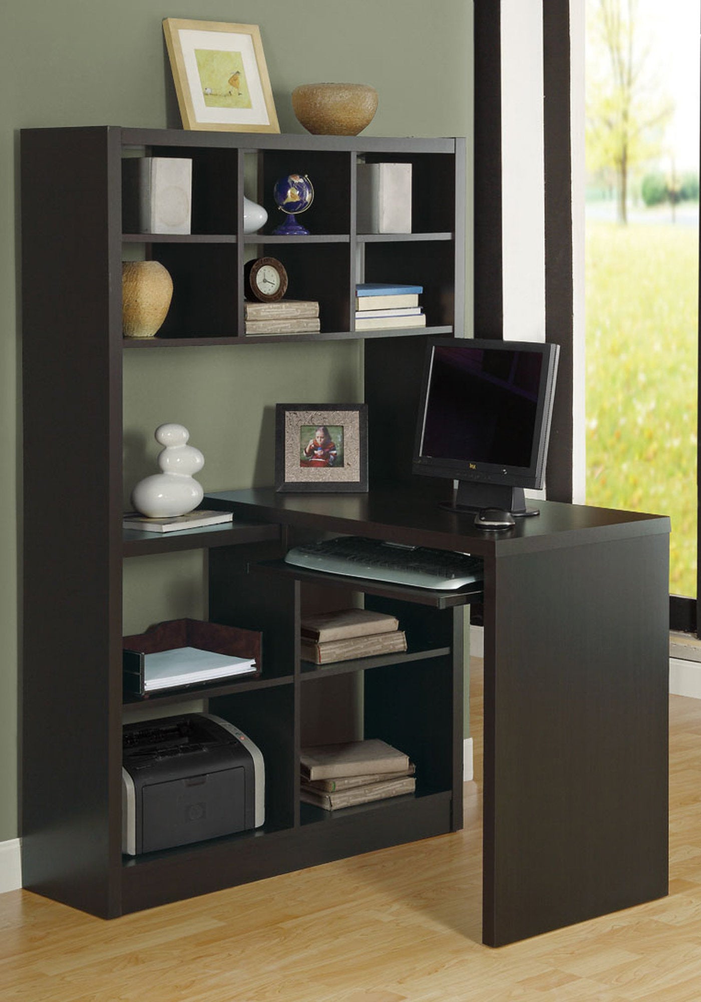38" Brown L-Shape Computer Desk
