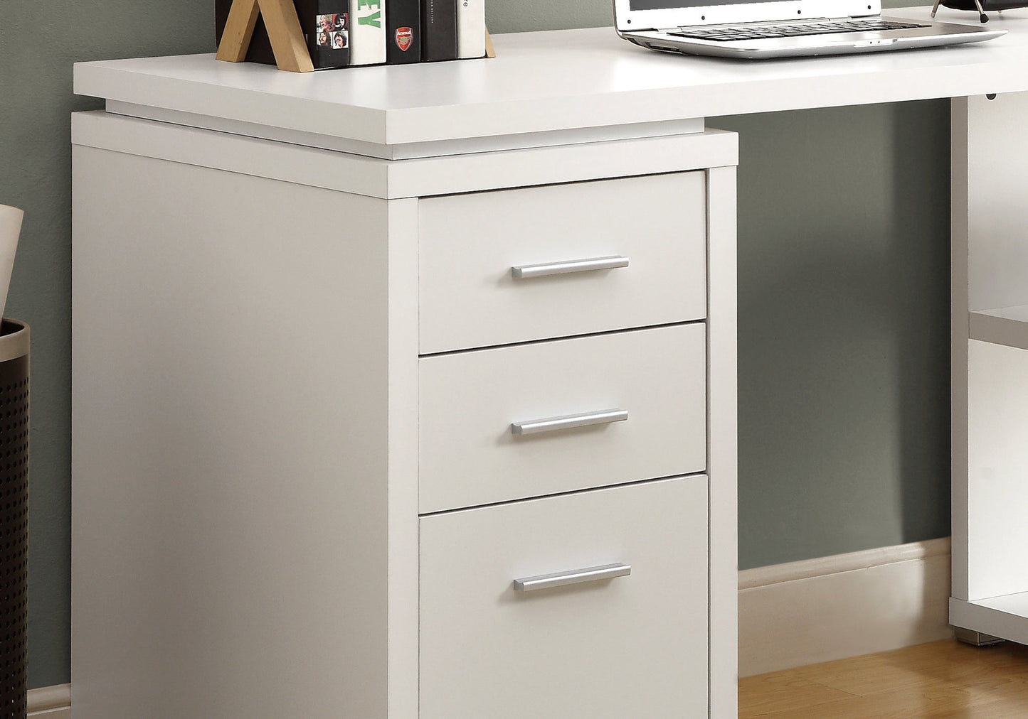 47" Brown L-Shape Computer Desk With Three Drawers