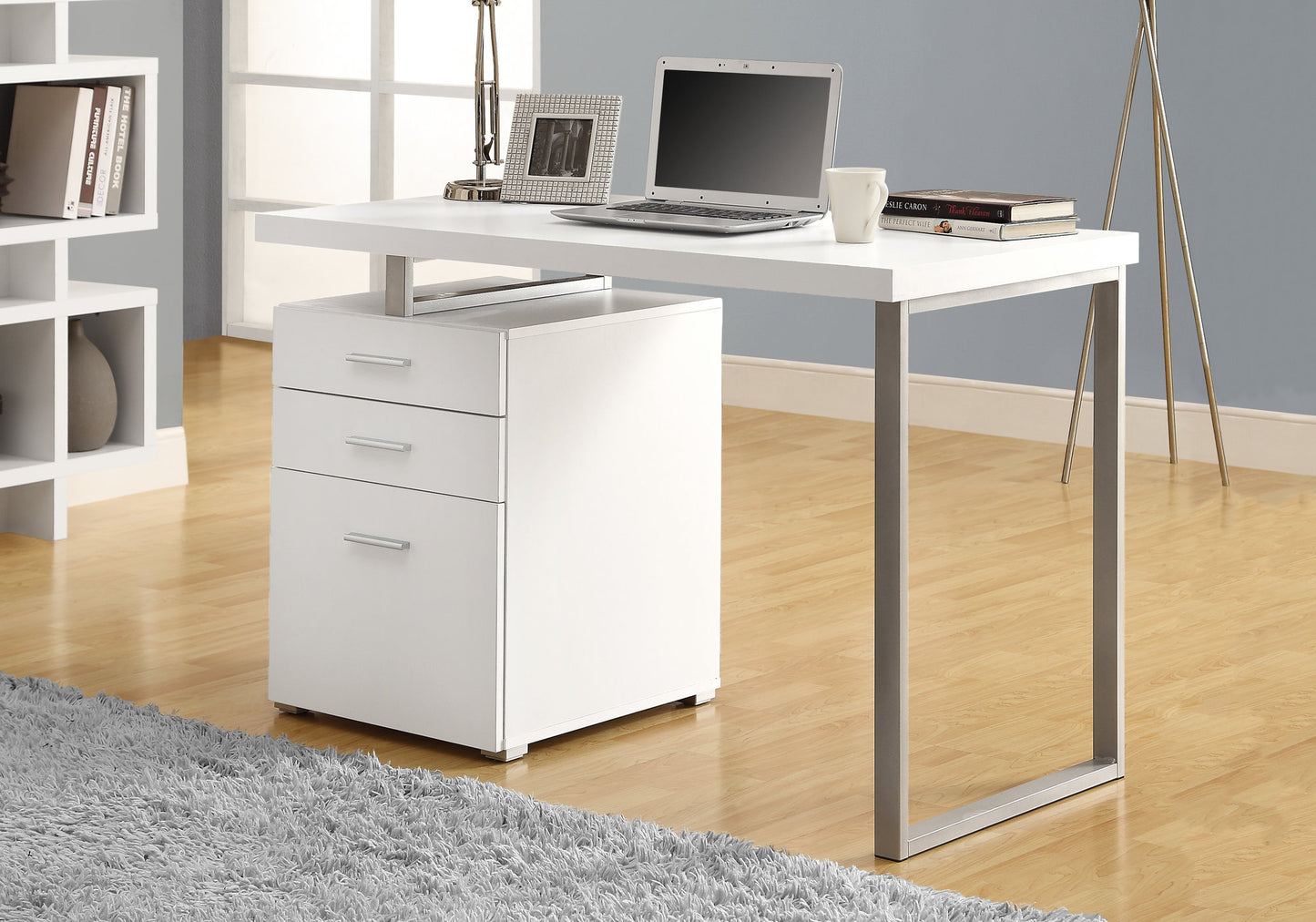 24" Brown Rectangular Computer Desk With Two Drawers