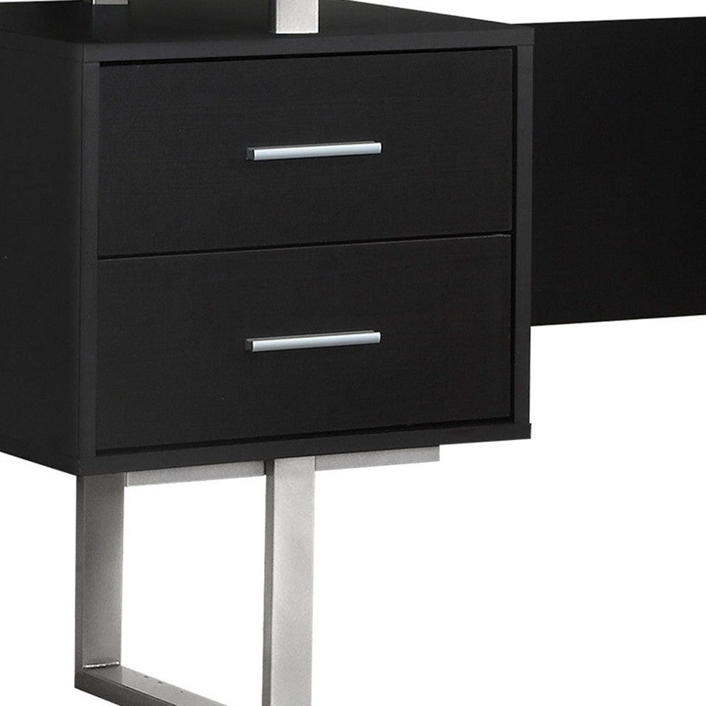 24" Brown Rectangular Computer Desk With Three Drawers