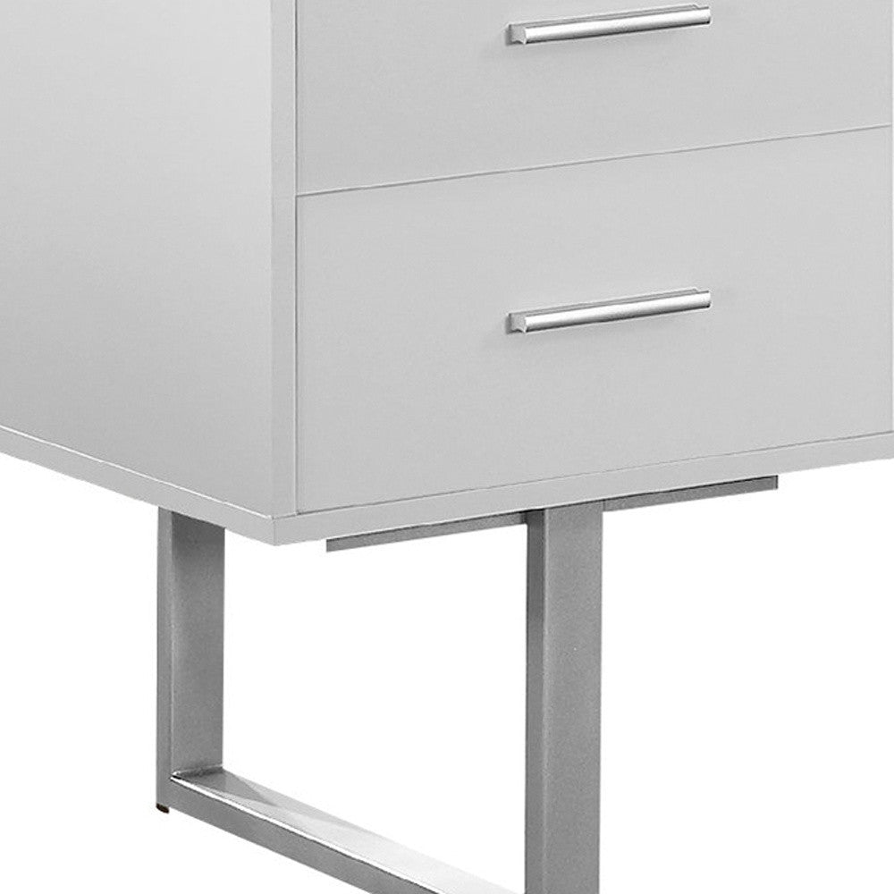 24" Brown Rectangular Computer Desk With Three Drawers