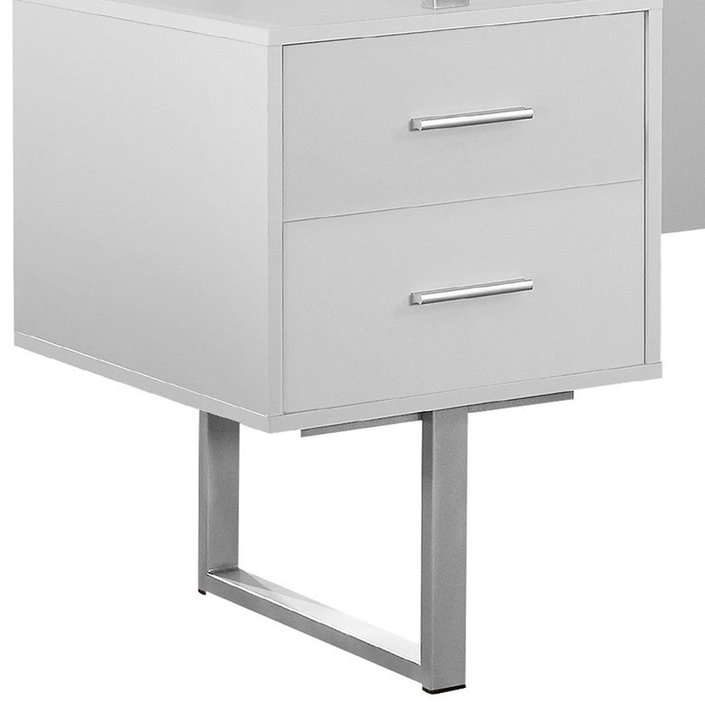 24" Brown Rectangular Computer Desk With Three Drawers