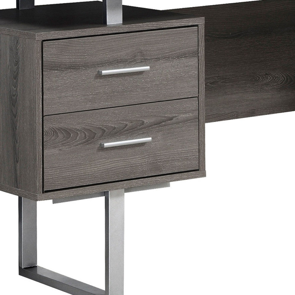24" Brown Rectangular Computer Desk With Three Drawers