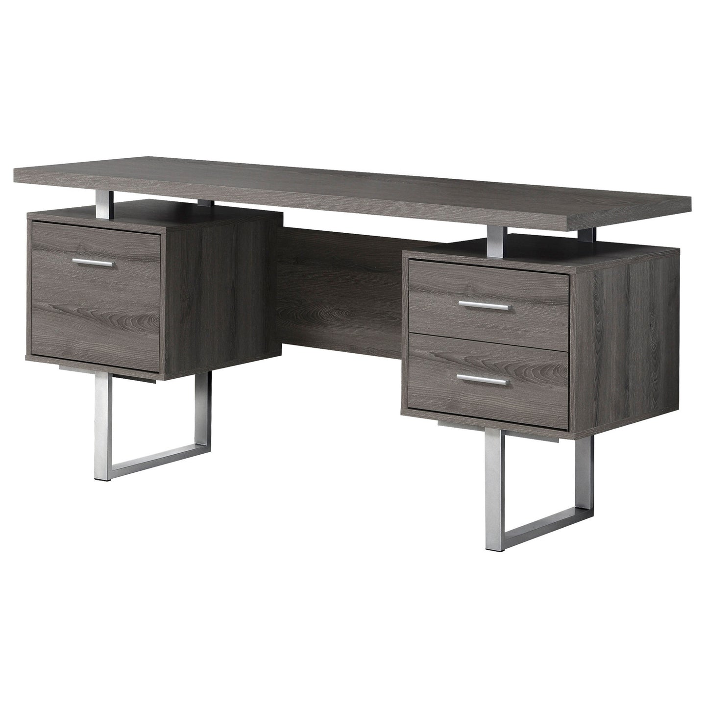 24" Brown Rectangular Computer Desk With Three Drawers