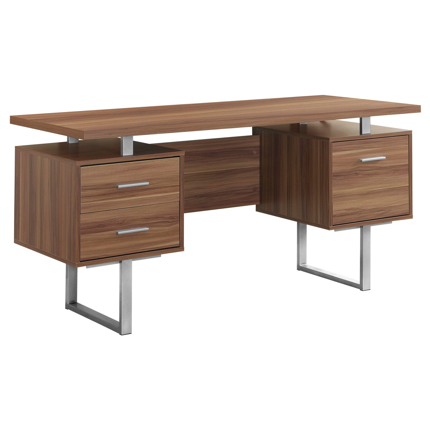 24" Brown Rectangular Computer Desk With Three Drawers