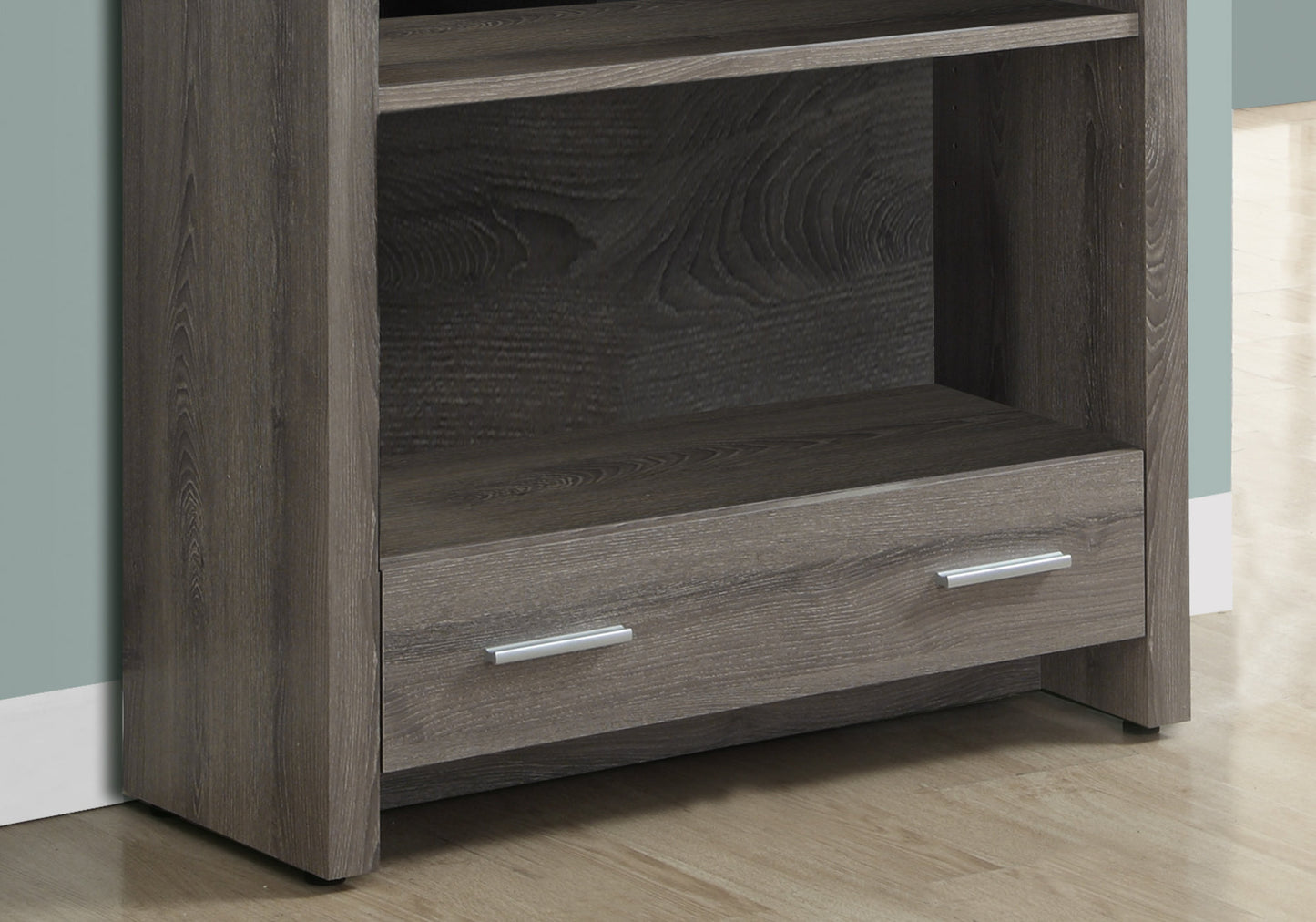71" Taupe Four Tier Barrister Bookcase With One Drawer