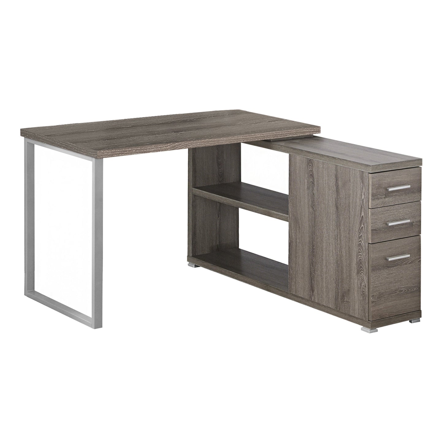 47" White L-Shape Computer Desk With Three Drawers