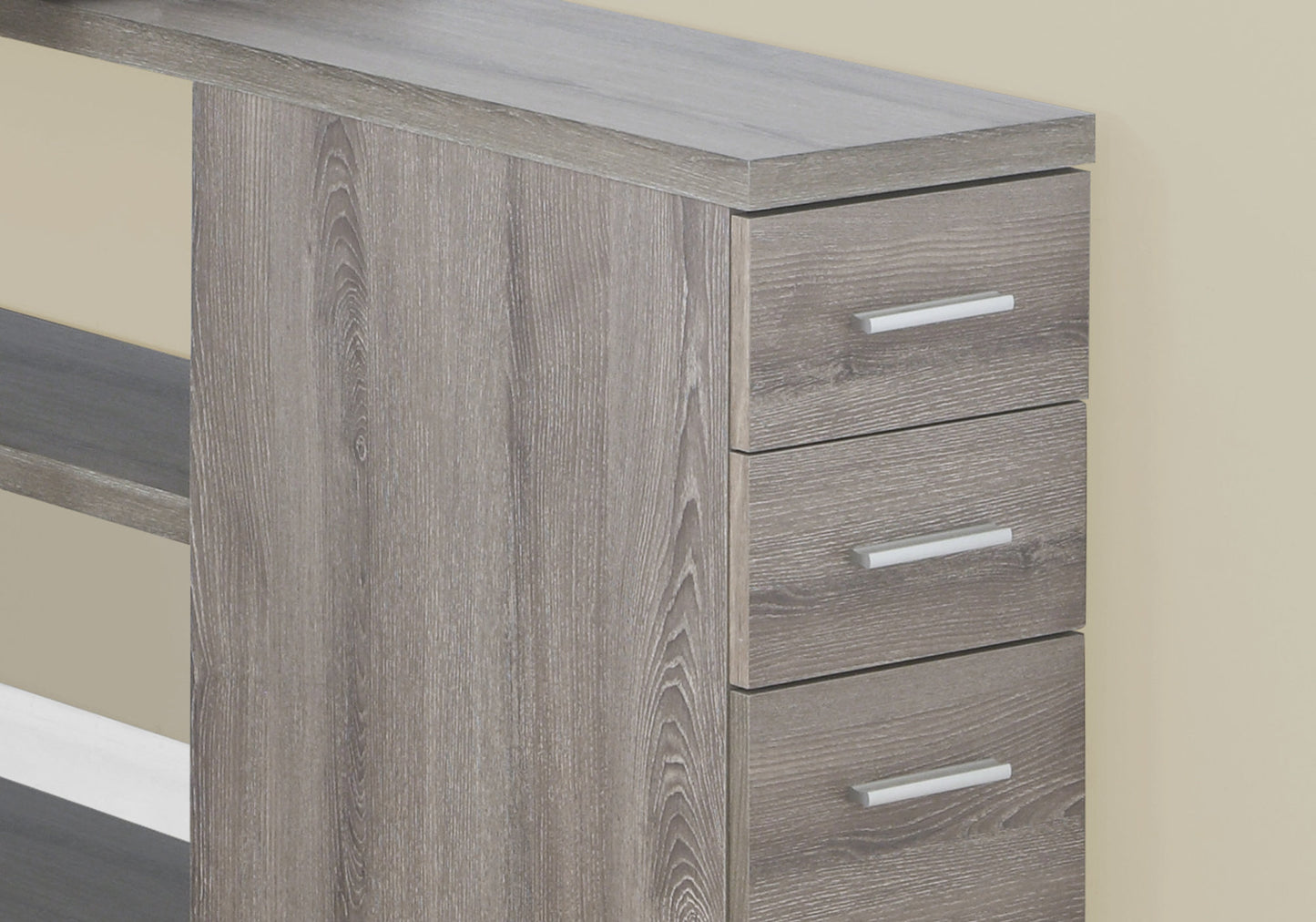 47" White L-Shape Computer Desk With Three Drawers