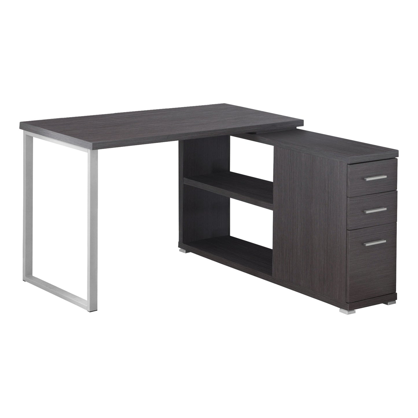 47" White L-Shape Computer Desk With Three Drawers